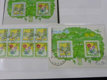 22　M　№10　日本切手　ふみの日　1987年　初日印付・他　計6枚+小型シート2枚+ペーン2枚　1リーフ_画像3