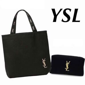 YSL/【トートバッグ+ポーチ】ノベルティ ブラック イヴ・サンローラン YVES SAINT LAURENT