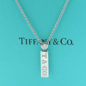 【送料無料】 希少 美品 Tiffany&Co. ティファニー ホワイト ゴールド T&CO タグ 1p ダイヤモンド ネックレス 750 K18 ZE26