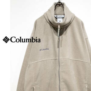 L / Columbia コロンビア フリースジャケット グレージュ ベージュ くすみカラー アウトドア アメリカ古着 美品 メンズ