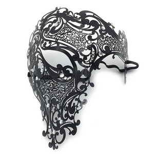  unisex mask rhinestone attaching metal mask Venetian costume party half Skull mask A2765