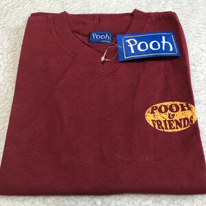 新品 タグ付き パックプリント 80s ビンテージ Pooh くまのプーさん ディズニー Tシャツ M Ｖネック 半袖Tシャツ ティガ 年代物