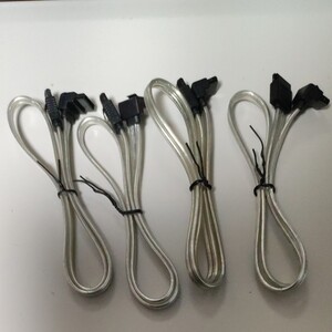SATAケーブル 透明被覆 50cm 片側L ラッチ付き 4本