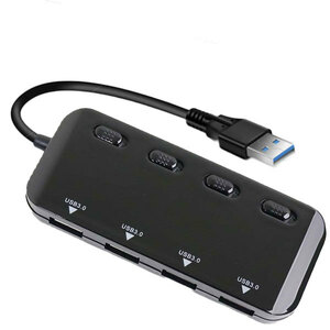 USB3.0 black 4 port hub 4 port hub USB hub independent ON/OFF with function 