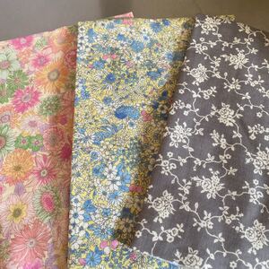 はぎれセット ダブルガーゼ 3種類 各50cm×50cm 花柄