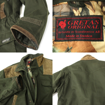 スウェーデン製 80sビンテージ GORE-TEX ゴアテックス GRETAS-ORIGINAL ハンティングジャケット/コート/総柄裏地/レザー　48_画像2