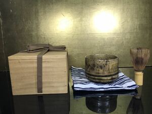 蔵出し 瀬戸 加藤麦袋（1861年生）茶碗 合箱付 茶道具 麦岱（加藤春岱の愛弟子）12F-A-4