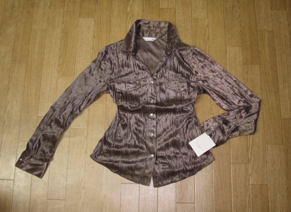 ◆新品◆ストレッチベロアシャツ こげ茶 11号 (M~L) 2448 閉店セール
