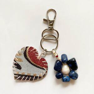 ハンドメイド*キーホルダー*キーチェーン*バッグチャーム*ハート*天然石*淡水パール