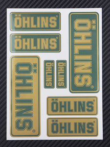 送料無料 OHLINS Decal Sticker オーリンズ ステッカー シール デカール 4枚セット ゴールデンメタリック 12cm x16cm