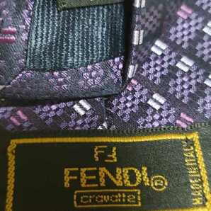 【未使用】FENDI フェンディ 創業1920年輸入品 ネクタイ パープル・シルバー 送料140【商品番号1130】の画像2