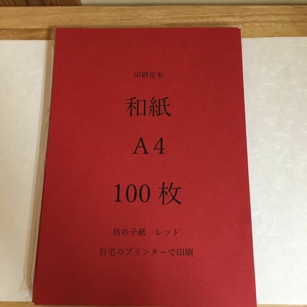 越前和紙　鳥の子紙　レッド　A4 100枚