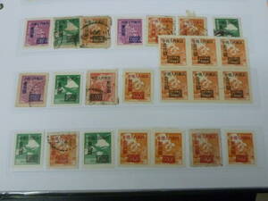 22　P　№51　新中国切手　1950年　人1-2　上海版単位票改値加刷・他　計18枚+田型　未使用NH～LH・使用済 混合