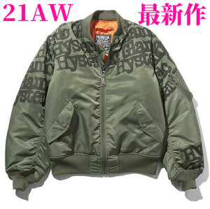 即決 新品 21AW 送料無料 定価59,400円 最新作 ヒステリックグラマー LOGO プリマロフト MA-1 ダウンジャケット (白MO)