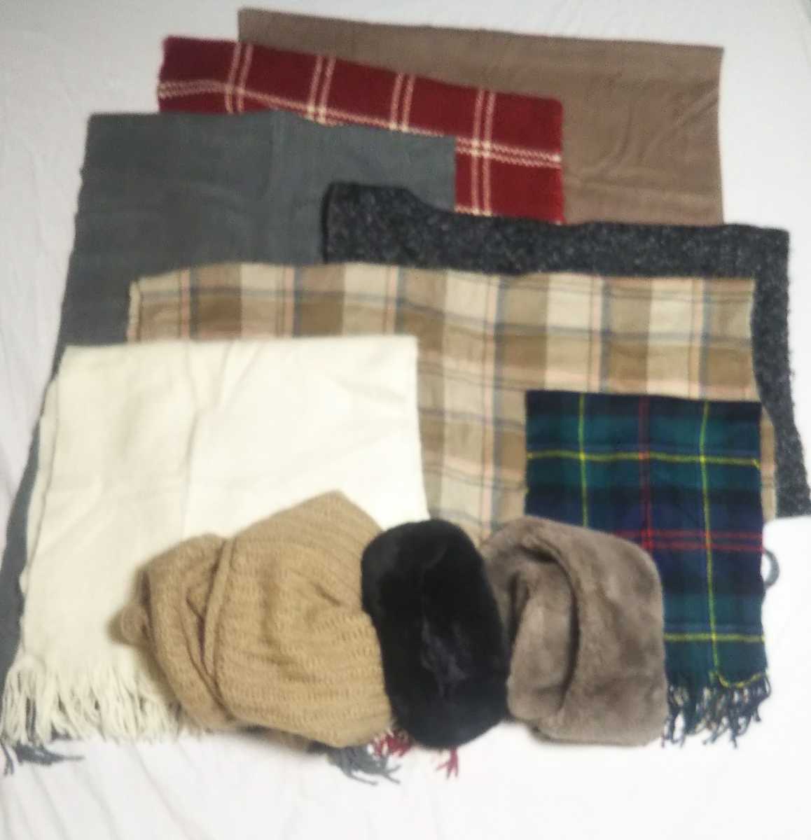 ④E送料1000円 マフラー スヌードまとめて10点セット ストール チェック無