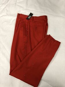 [ beautiful goods ] unused design slacks size S( absolute size 71cm) 2 tuck cotton 100%