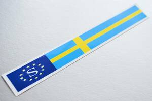 B_1■スウェーデン国旗バナーステッカー typeA Sサイズ 2x14cm　1枚■ヨーロッパ 欧州 高耐候耐水シール 車やスーツケースなどに☆即買 EU