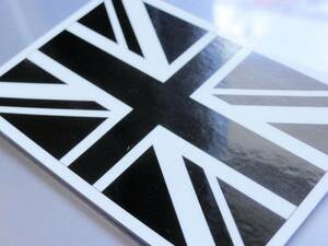 ■_ユニオンジャック・黒・イギリス国旗ステッカー【2枚セット】Sサイズ 5x7.5cm　英国 白黒 かっこいい モノクロ 屋外耐候耐水シール EU