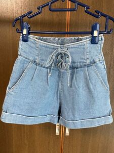ハイウエスト デニムショートパンツ