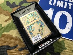 ●新品●送料140円～●シェル ゴールド の 獅子とクラウン(王冠)の アーマー ジッポーライター mercismith2zippo コンビシェルC