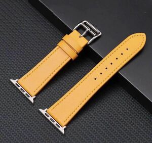 Apple Watch Apple watch band leather 42/44/45mm high quality leather belt yellow color 