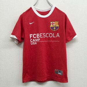 【美品】　NIKE　FCバルセロナ　半袖　ユニフォーム　Tシャツ　刺繍ロゴ　レディース　Mサイズ　レア　USA　バルセロナキャンプ