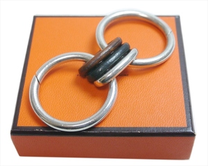  beautiful goods Hermes key ring key holder she-n Dunk ru silver 925 leather rare Vintage ultra rare genuine article judgment ending 