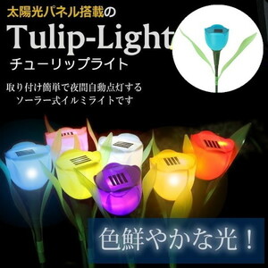 ソーラー ガーデンライト LED チューリップ flower 【ブルー】L-030 太陽光 庭灯 ソーラーライト