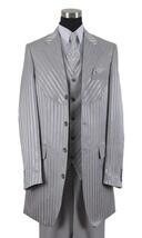 2915)ZOOT SUITS ズートスーツ シルバー ライトグレー 38L32W 新品 ストライプ 縦縞 ステージ 衣装 冠婚葬祭_画像1