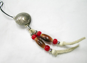  Conti . attaching strap L key holder hand made bo-n beads glass beads American Casual Navajo Indian jewelry 