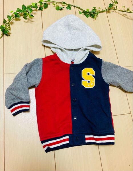 スカジャン風パーカー ジャンパー 裏起毛アウター 80 コート