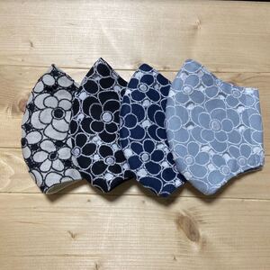 ハンドメイド 立体インナー 花柄コットン刺繍生地 秋冬仕様 4点セット