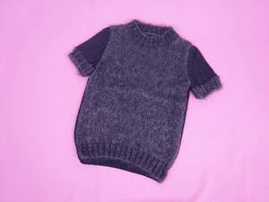 ALBERTA FERRETTI Alberta Ferretti mo hair & wool unusual material combination short sleeves knitted gray 