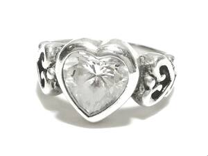 ☆レア 定価￥46,200 本物 正規品 ロイヤルオーダー Large Heart cz w/ Allegra Heart Side Bands シルバーリング シルバー925☆