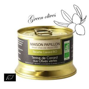 【ユーロリーフ認証】有機カモとグリーンオリーブのテリーヌ130g/フランス産 パテ オーガニック 無農薬 鴨肉 鶏肉 レバー 前菜