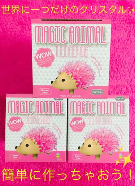 ハリネズミ クリスタル MAGIC ANIMAL マジックアニマル hedgehog ピンク 3個セット！新品 未使用