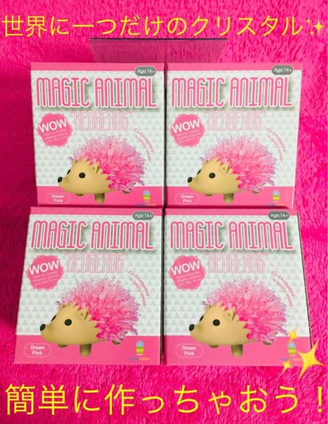 ハリネズミ クリスタル MAGIC ANIMAL マジックアニマル hedgehog ピンク 4個セット!新品 未使用☆