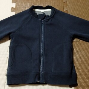 着用回数少 無印良品 ジップアップ ブルゾン ジャンパー 裏起毛 ネイビー 90 男の子 女の子 保育園 防寒