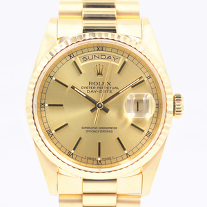 【ロレックス】 腕時計　デイデイト　18238　シャンパン　YG　K18イエローゴールド　金無垢　メンズ　自動巻き　中古品