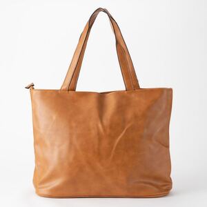 新品 トート バッグ ショルダー 鞄 茶色 男性 女性 メンズ レディース 無地 シンプル ファスナー付き 肩掛け 通学 通勤
