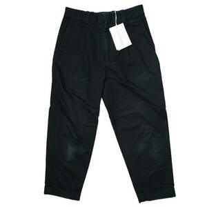 Acne Studios アクネストゥディオズ PLEATED TROUSERS プリーツチノトラウザーズ FN-MN-TROU000133 44 ブラック テーパード パンツ mm9684