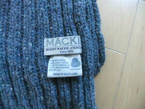 MADE IN SCOTLAND ROBERT MACKI PURE NEW WOOL スコットランド製 マフラー ブルーグレー