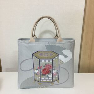 「トートバッグ」着物リメイク 正絹 古典貝桶文様 ハンドメイド ★お買物★お食事会★和装バッグ★サブバッグ★