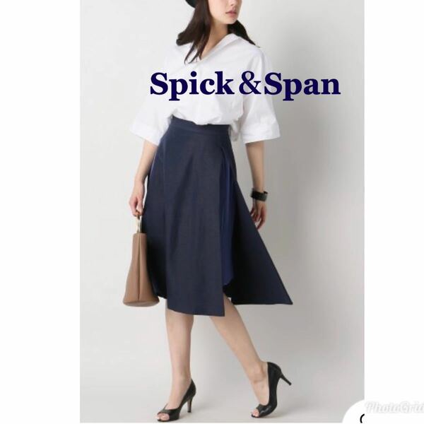 Spick&Span プリーツコンビミディスカート　