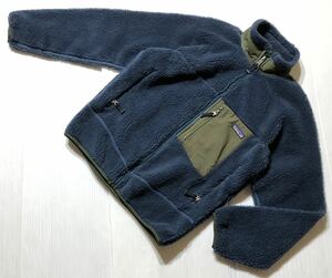 ■ patagonia パタゴニア ■ 23055F7 クラシック レトロX フリース ジャケット ネイビー×カーキ XS