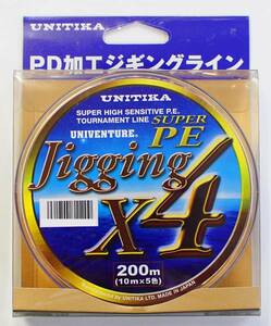 ユニチカ　5色分けＰＥ　JIGGING　X4　200ｍ3号 35lb　税込み即決　5color 4braid PE line Made in JAPAN