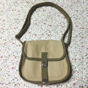 旧 一澤帆布 ショルダーバッグ 小 ベージュ×オリーブ