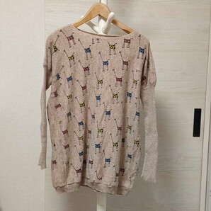 未使用に近い 美品 かわいい キリン ニート セーター チュニック キャラメル色 フリーサイズ