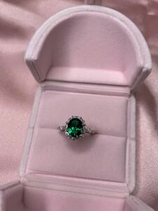 クリスタル指輪　人造水晶リング　緑クリスタル指輪　レディースアクセサリー