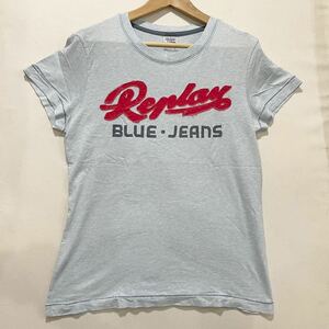 メール便可! REPLAY (リプレイ) スラブ Tシャツ (L) BLUE | Mens メンズ ブルー イタリア インポート 水色